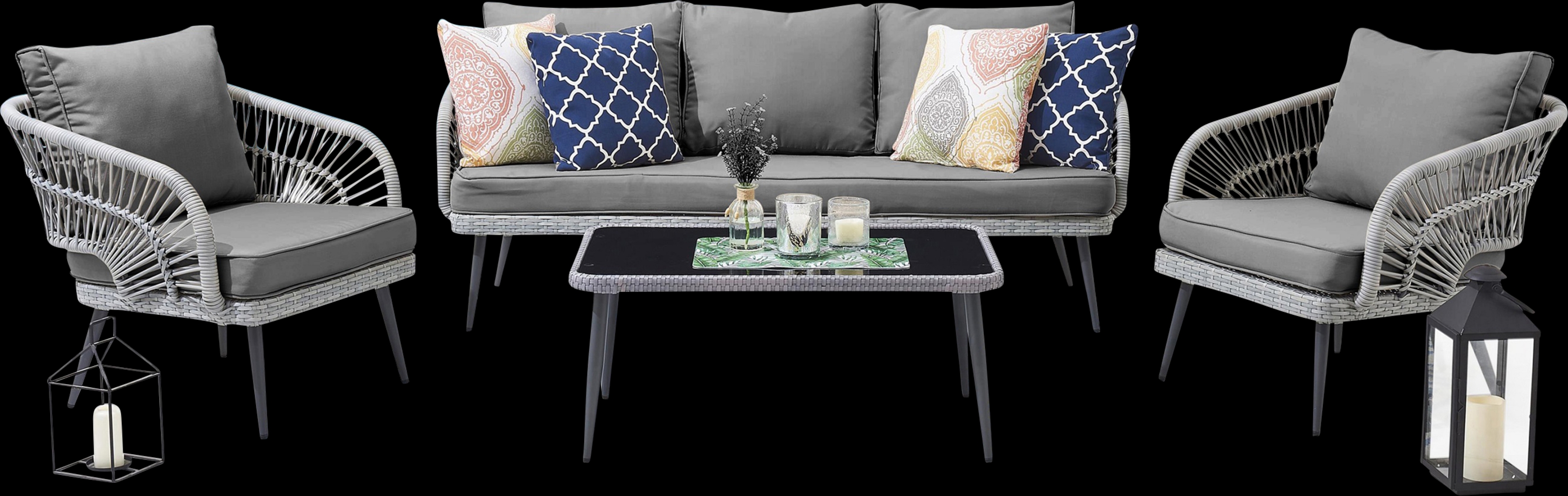 Outdoor Eashley Gray 4 Pc Conversation Set - Thumbnail - Image 1