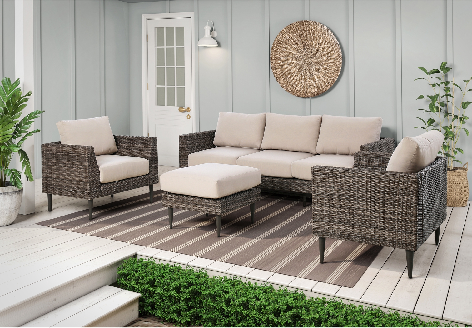 Outdoor Enelos Brown Ottoman - Thumbnail - Image 2