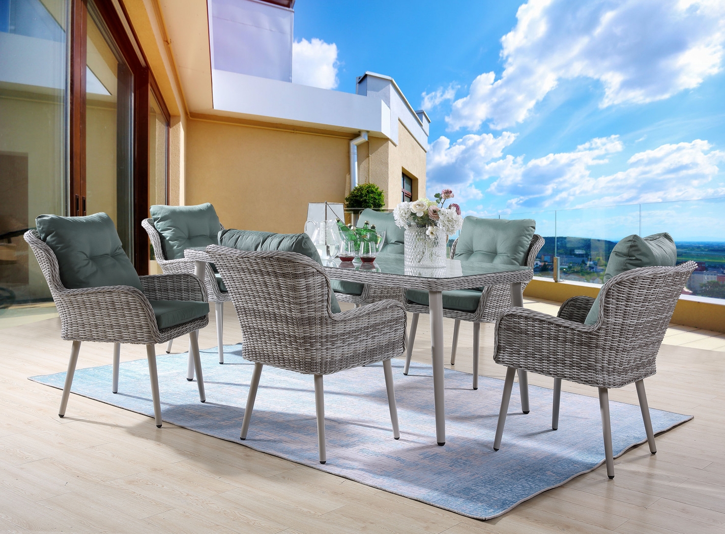 Outdoor Enneva Gray 7 Pc Dining Set - Thumbnail - Image 2