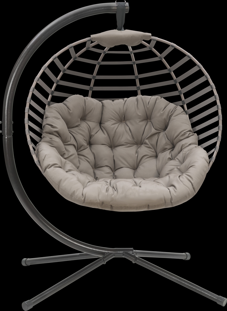 Outdoor Everell Beige Hanging Chair - Thumbnail - Image 1