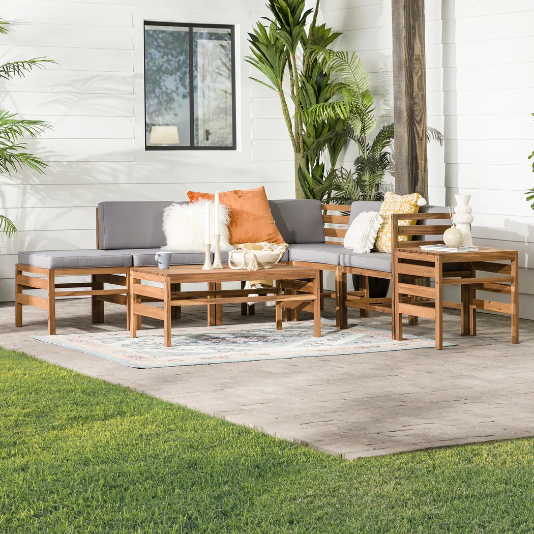 Evernon I Gray 8 Pc Outdoor Sectional Set - Thumbnail - Image 5