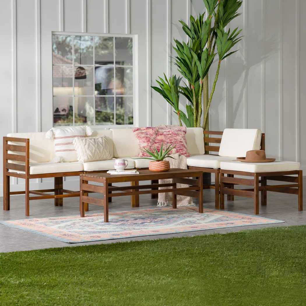 Outdoor Evernon II Cream 7 Piece Sectional Set - Thumbnail - Image 5
