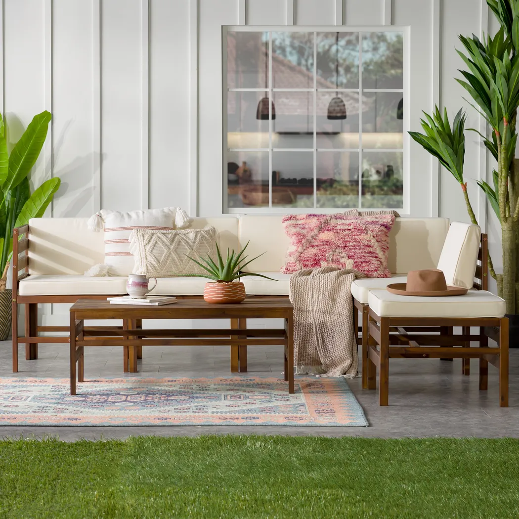 Outdoor Evernon II Cream 7 Piece Sectional Set - Thumbnail - Image 6
