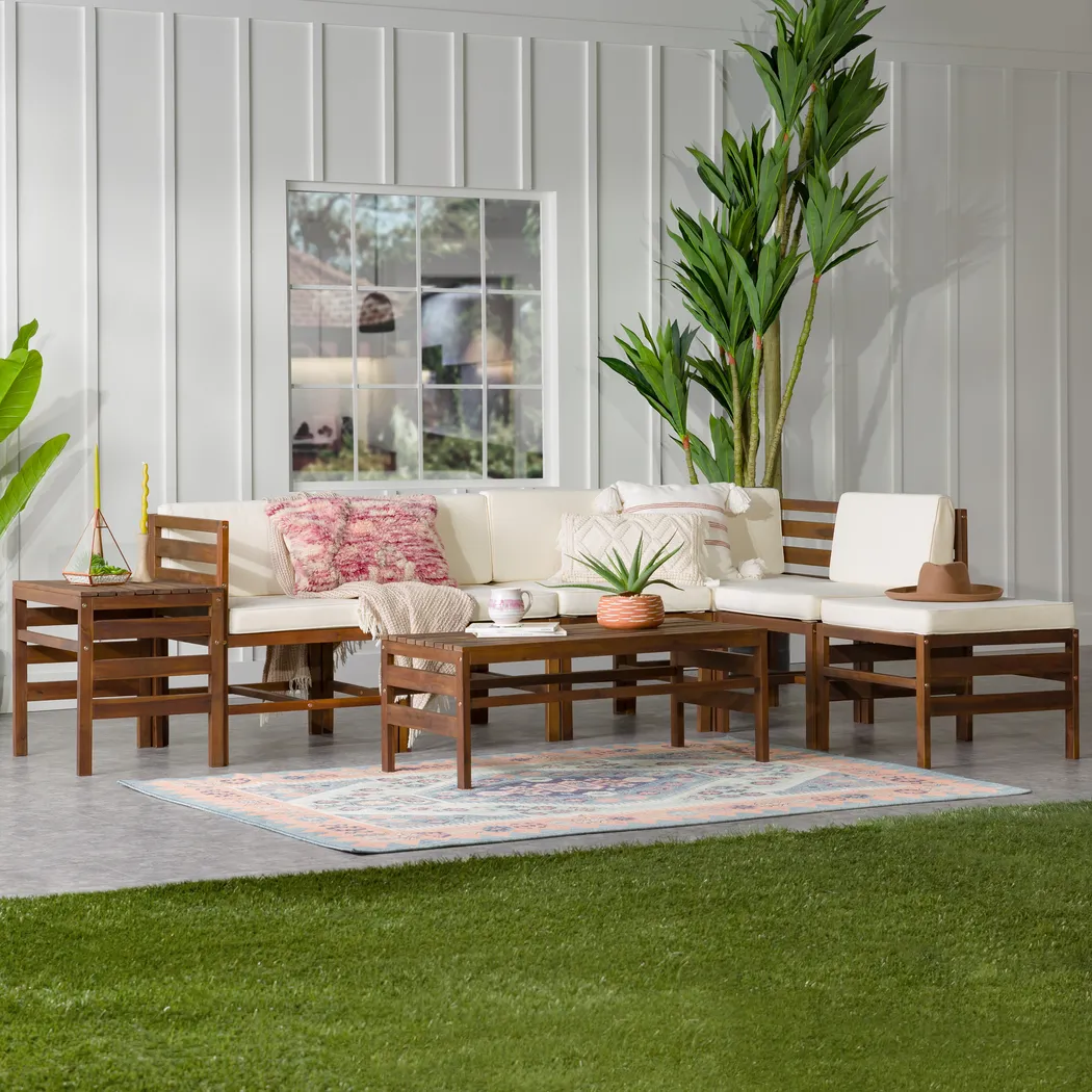 Outdoor Evernon II Cream 8 Piece Sectional Set - Thumbnail - Image 3