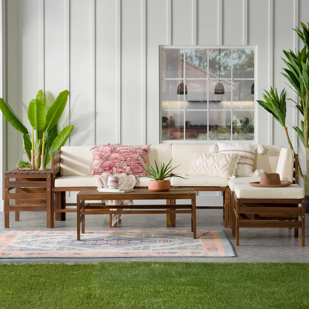 Outdoor Evernon II Cream 8 Piece Sectional Set - Thumbnail - Image 4