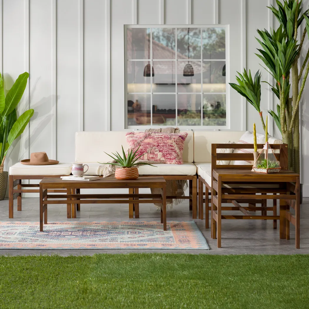 Outdoor Evernon II Cream 8 Piece Sectional Set - Thumbnail - Image 6