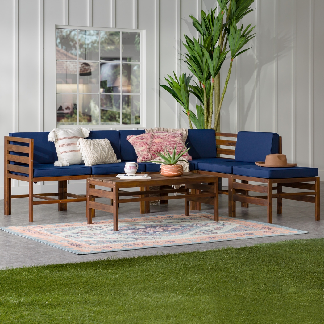 Outdoor Evernon II Navy 7 Piece Sectional Set - Thumbnail - Image 3