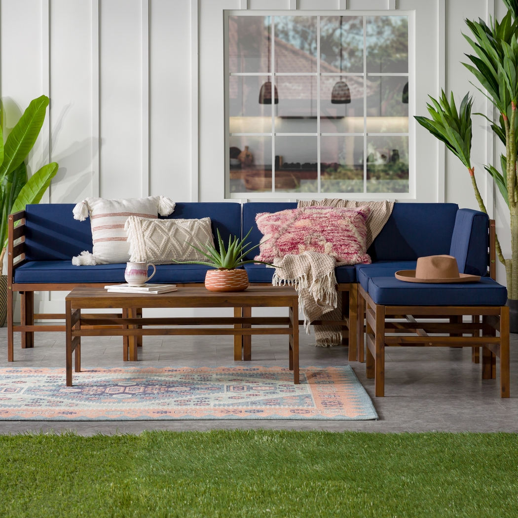 Outdoor Evernon II Navy 7 Piece Sectional Set - Thumbnail - Image 4