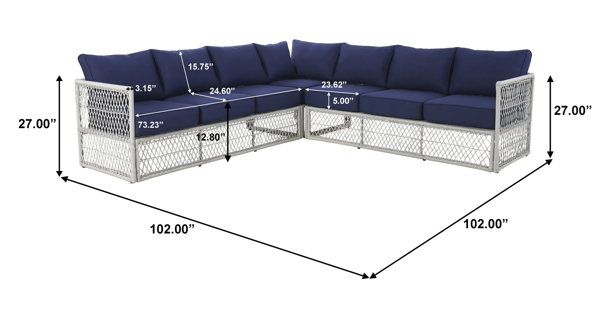 Fallowbrook III Blue Outdoor Sectional - Thumbnail - Image 12