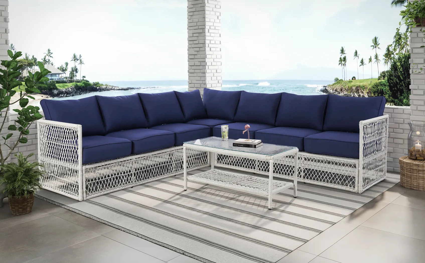 Fallowbrook III Blue Outdoor Sectional - Thumbnail - Image 10