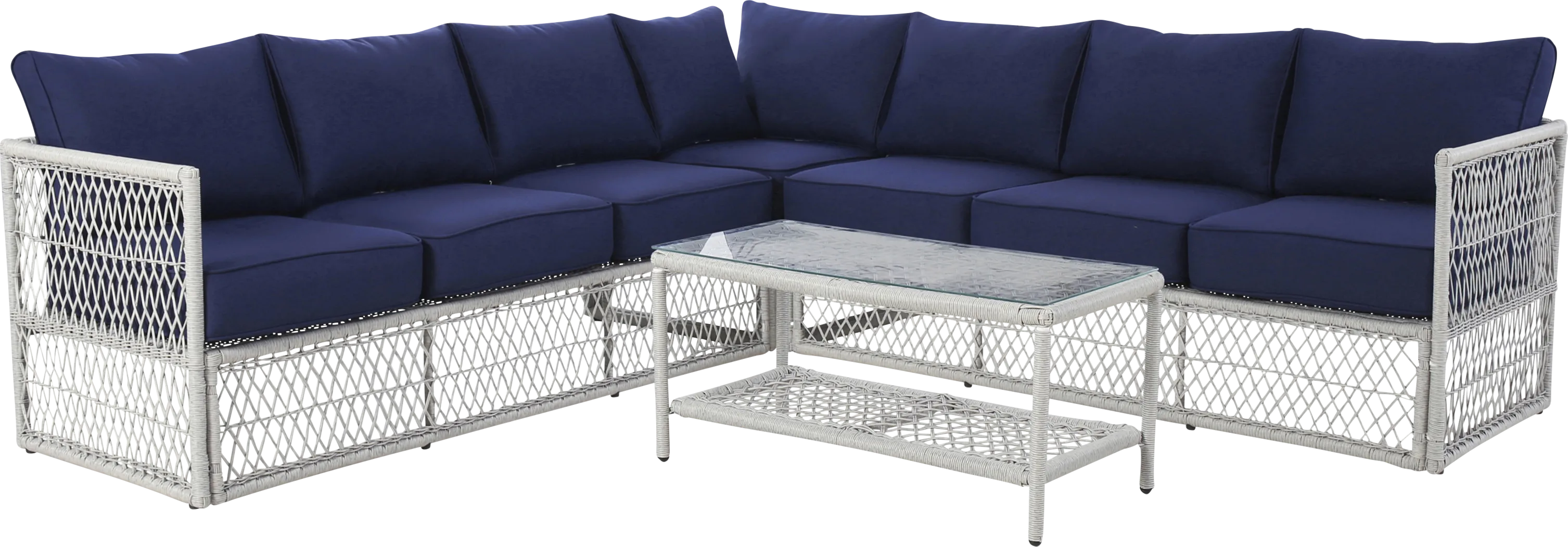 Fallowbrook III Blue Outdoor Sectional - Thumbnail - Image 1