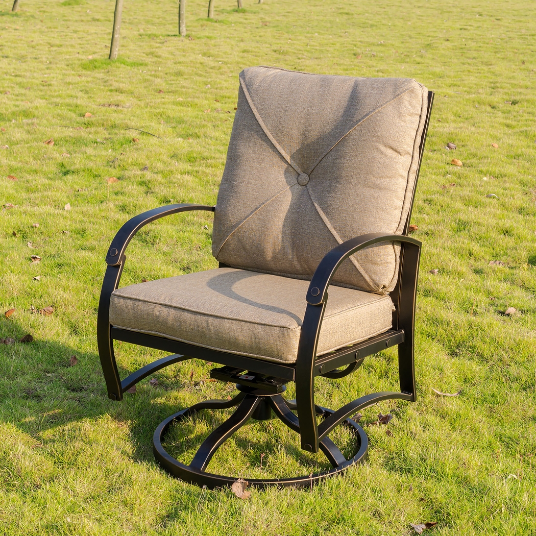 Outdoor Fanchon Beige Swivel Side Chair, Set of 2 - Thumbnail - Image 2