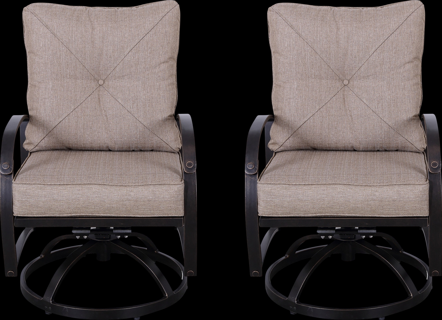 Outdoor Fanchon Beige Swivel Side Chair, Set of 2 - Thumbnail - Image 1