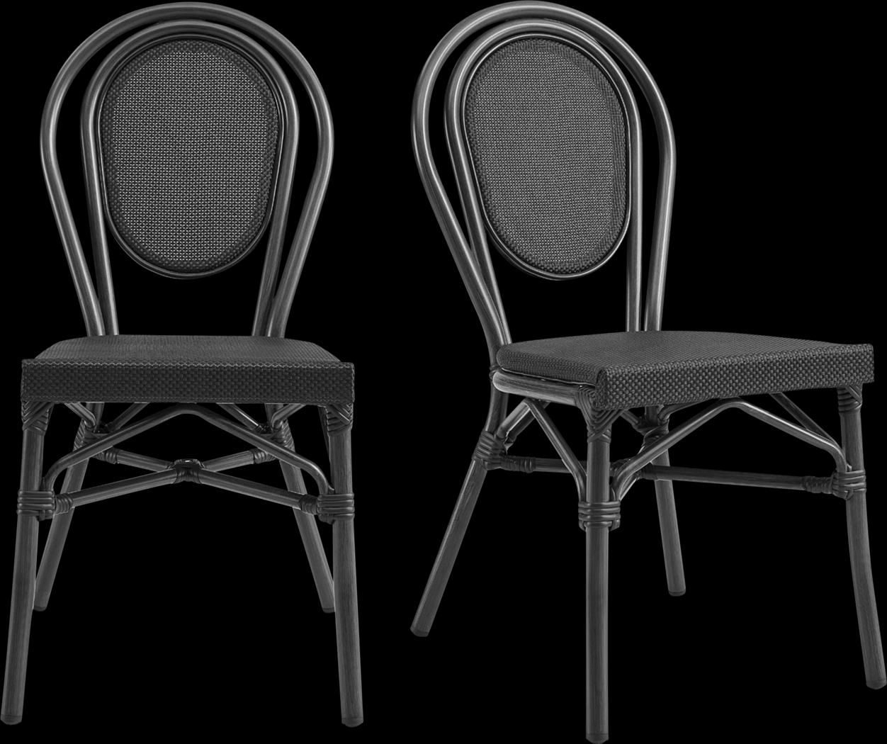 Outdoor Gately Black Side Chair, Set of 2 - Thumbnail - Image 1