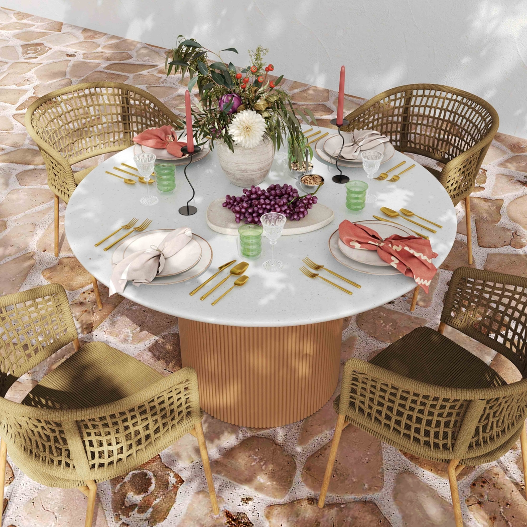 Outdoor Glyndora White Dining Table - Thumbnail - Image 2