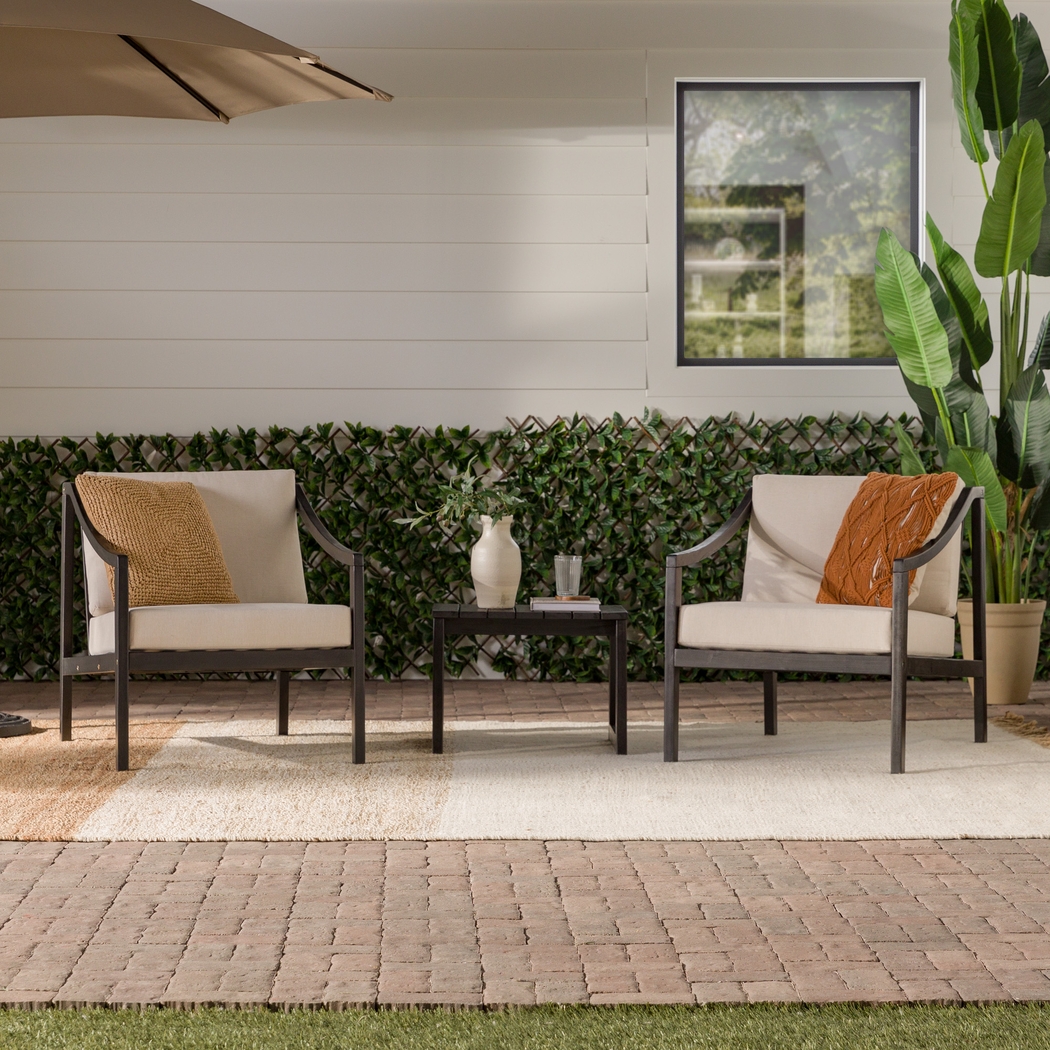 Outdoor Guilmere Black 3pc Chat Set - Thumbnail - Image 2