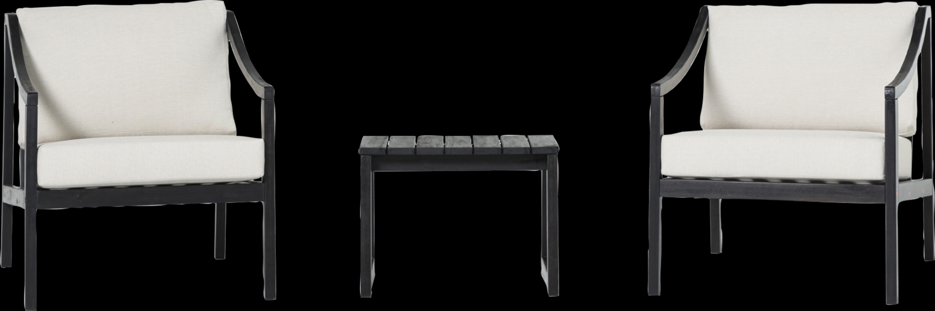 Outdoor Guilmere Black 3pc Chat Set - Thumbnail - Image 1