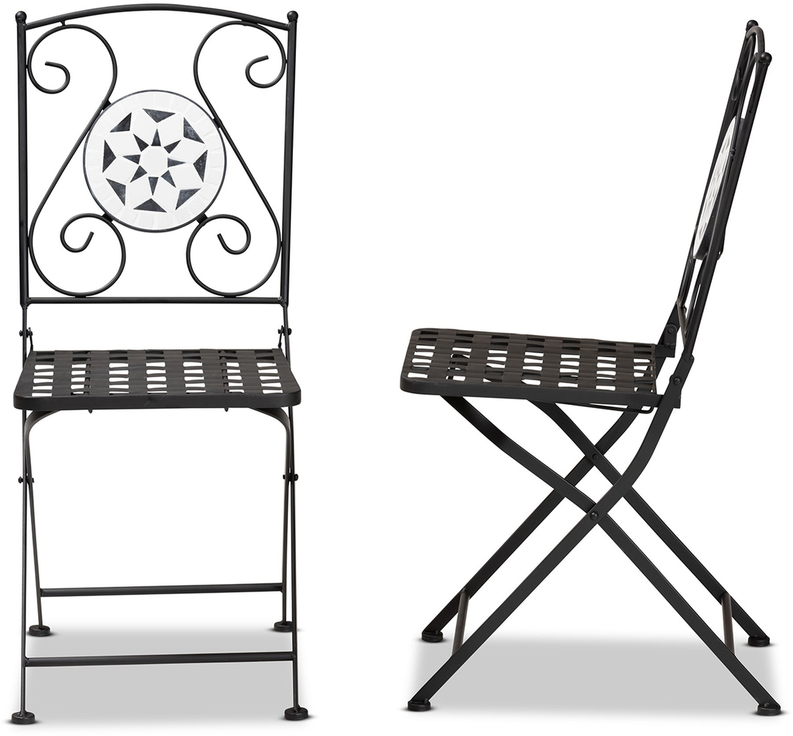 Outdoor Habena Black Side Chairs, Set of 2 - Thumbnail - Image 5