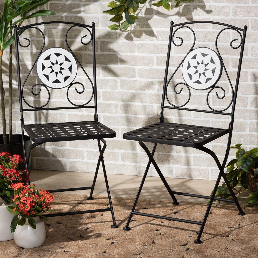 Outdoor Habena Black Side Chairs, Set of 2 - Thumbnail - Image 8