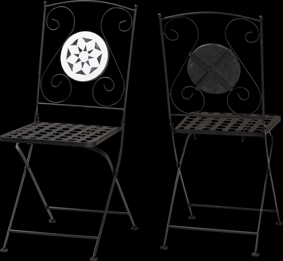 Outdoor Habena Black Side Chairs, Set of 2 - Thumbnail - Image 1