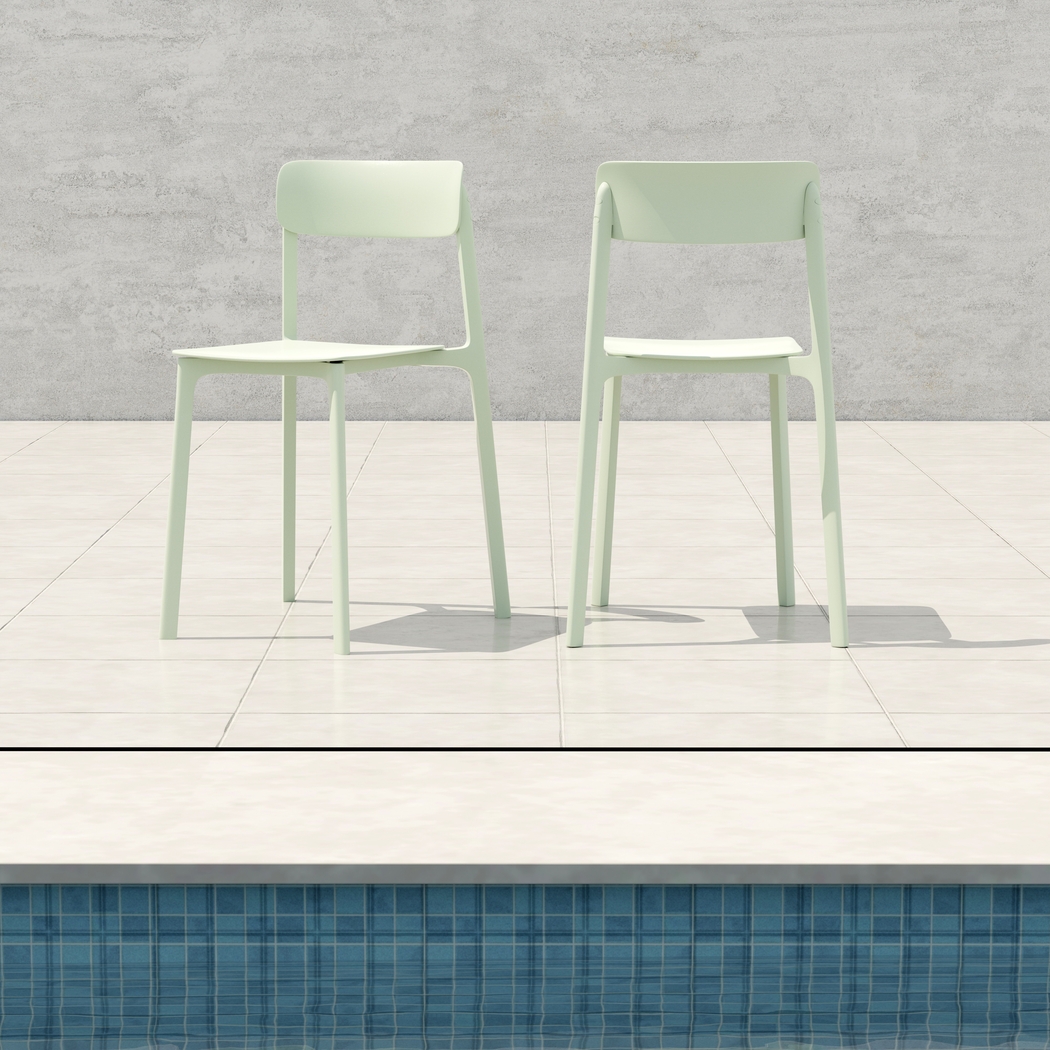 Outdoor Hartzog Mint Green Side Chair, Set of 2 - Thumbnail - Image 2