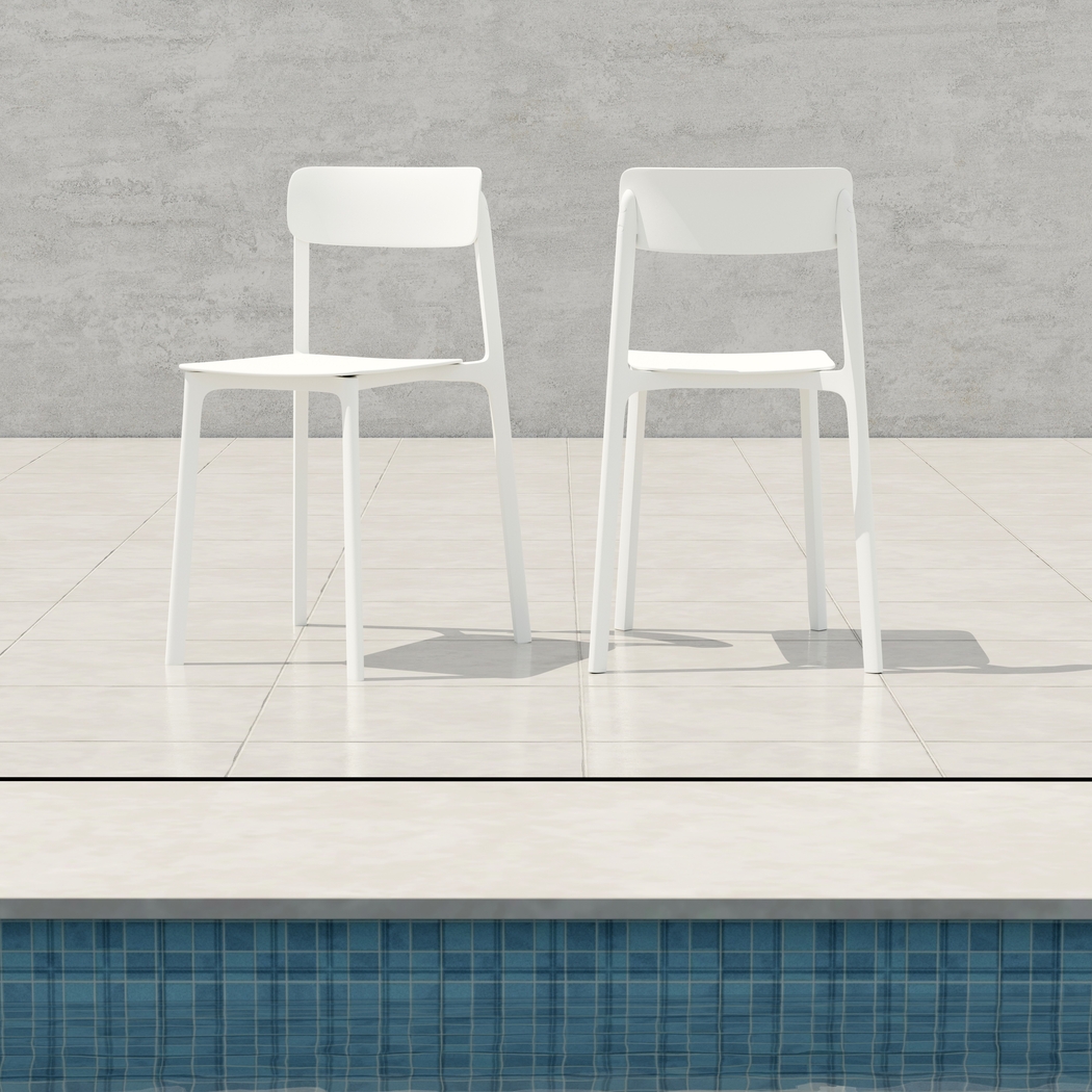 Outdoor Hartzog White Side Chair, Set of 2 - Thumbnail - Image 2