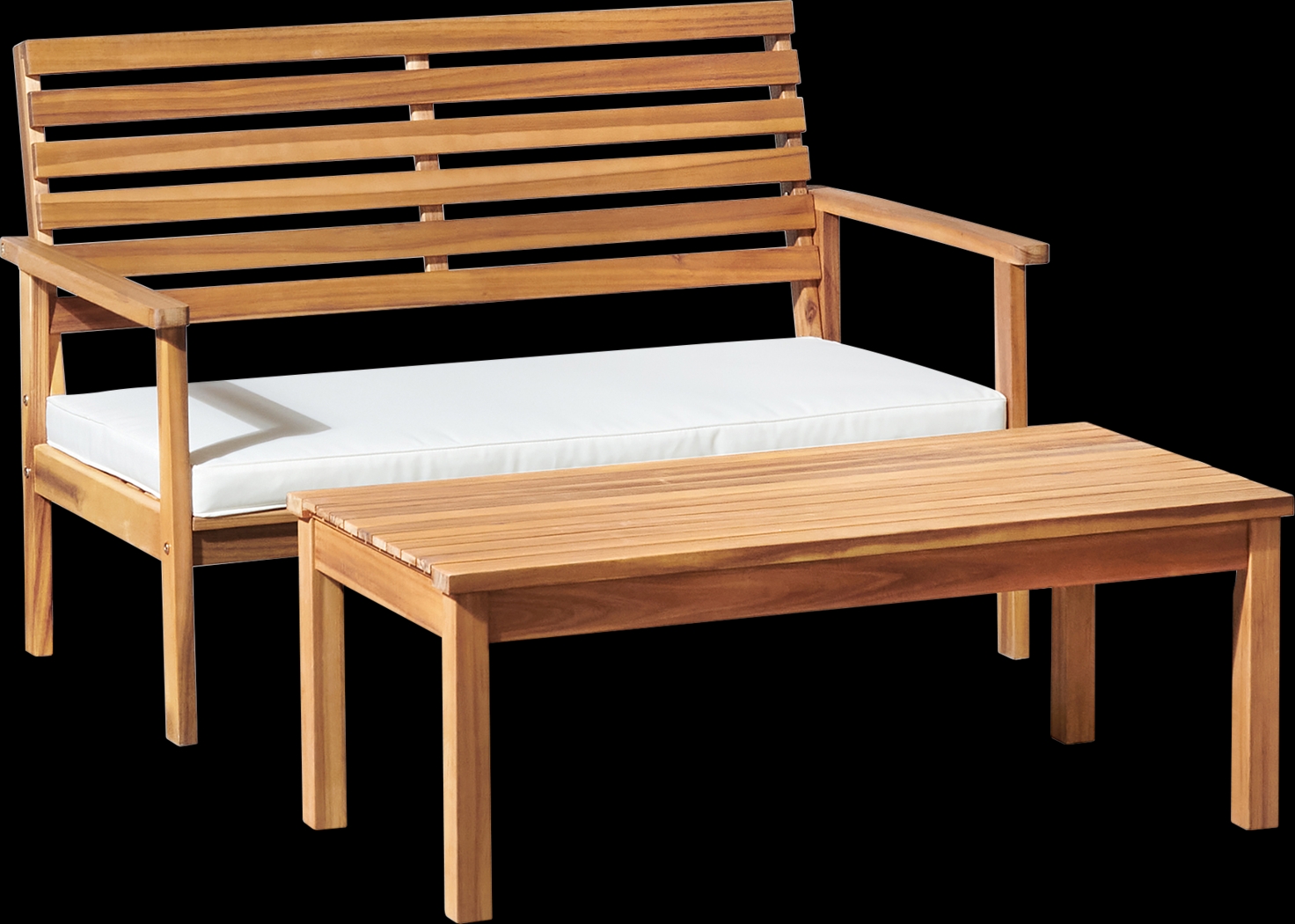 Outdoor Heatherrglen Brown Bench and Cocktail Table Set - Thumbnail - Image 1