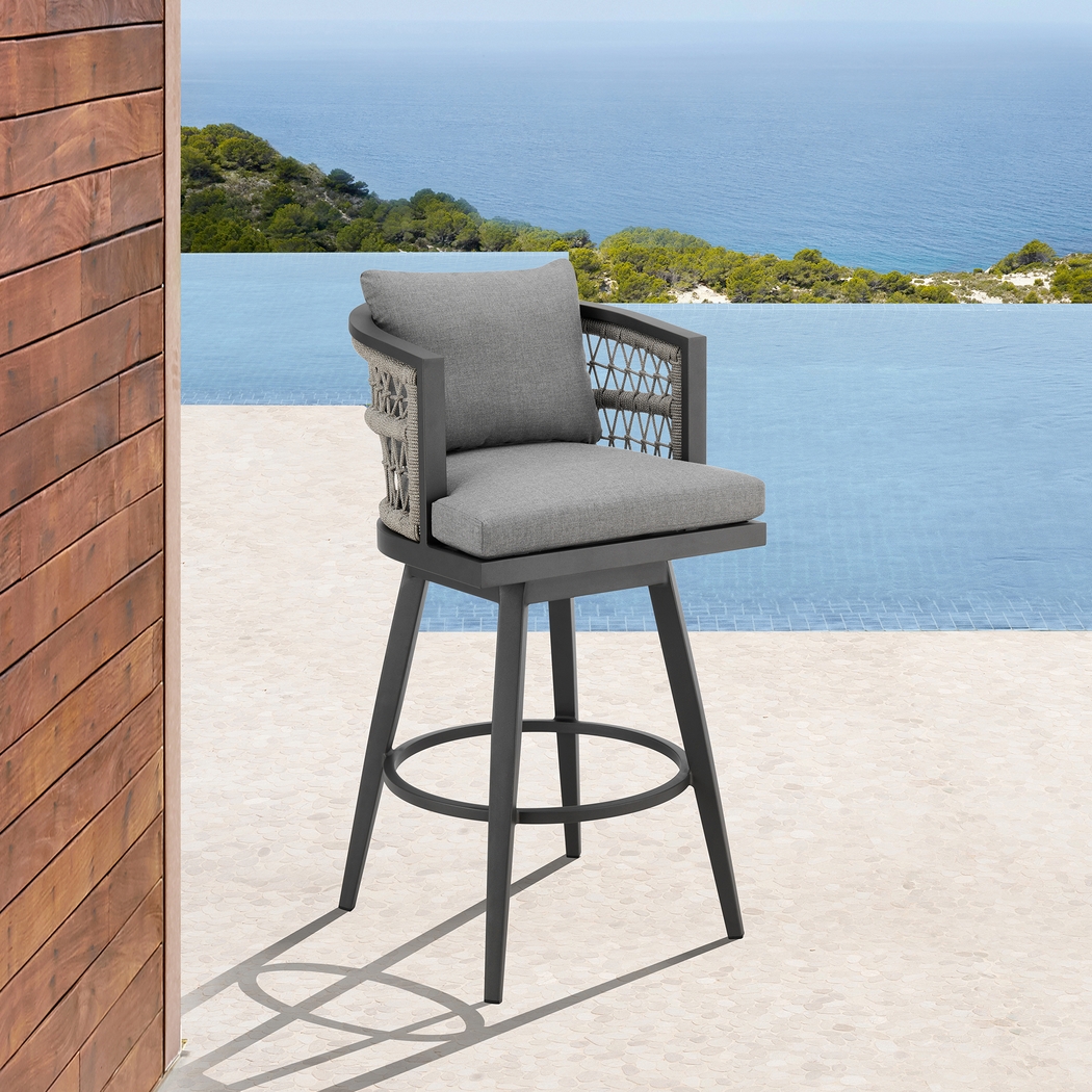 Outdoor Hebtos Gray Swivel Barstool - Thumbnail - Image 2