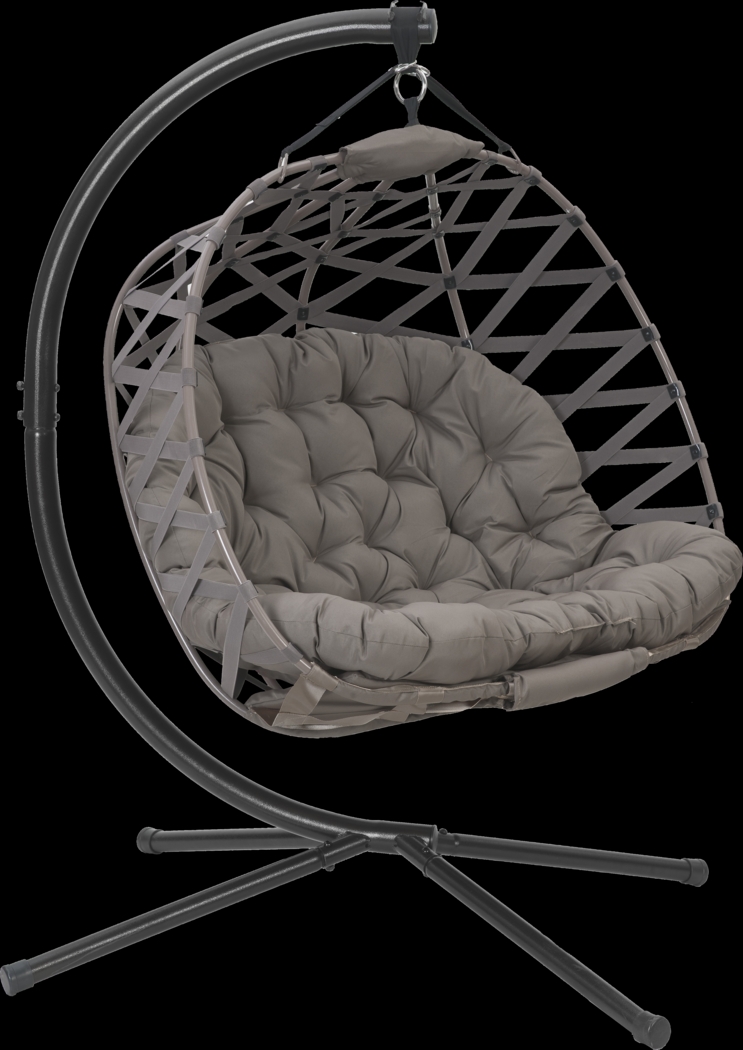 Outdoor Hollette Brown Hanging Loveseat - Thumbnail - Image 2