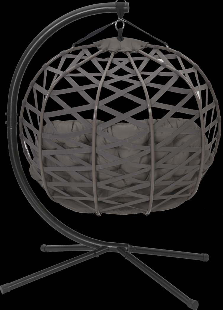 Outdoor Hollette Brown Hanging Loveseat - Thumbnail - Image 4