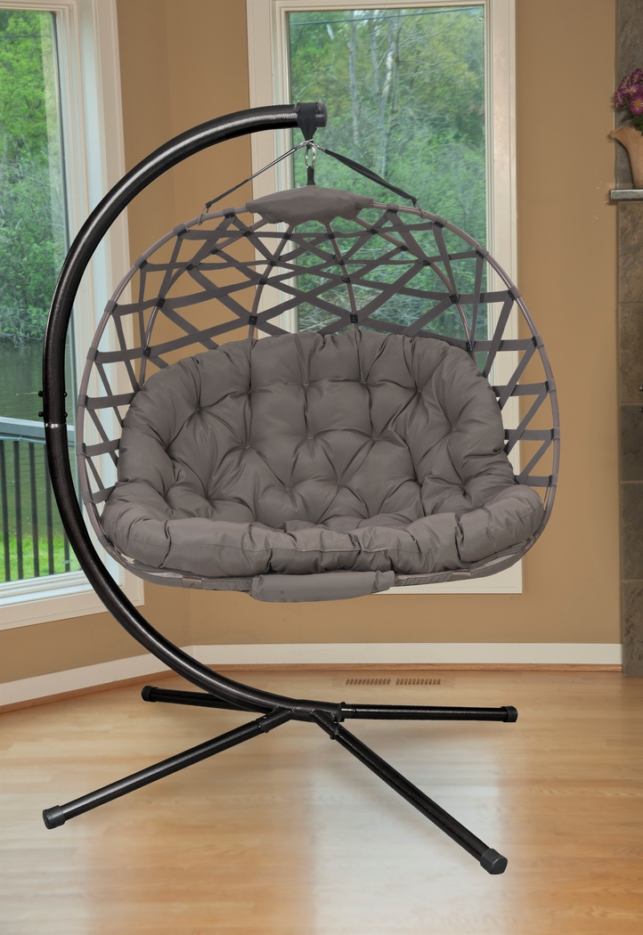 Outdoor Hollette Brown Hanging Loveseat - Thumbnail - Image 9