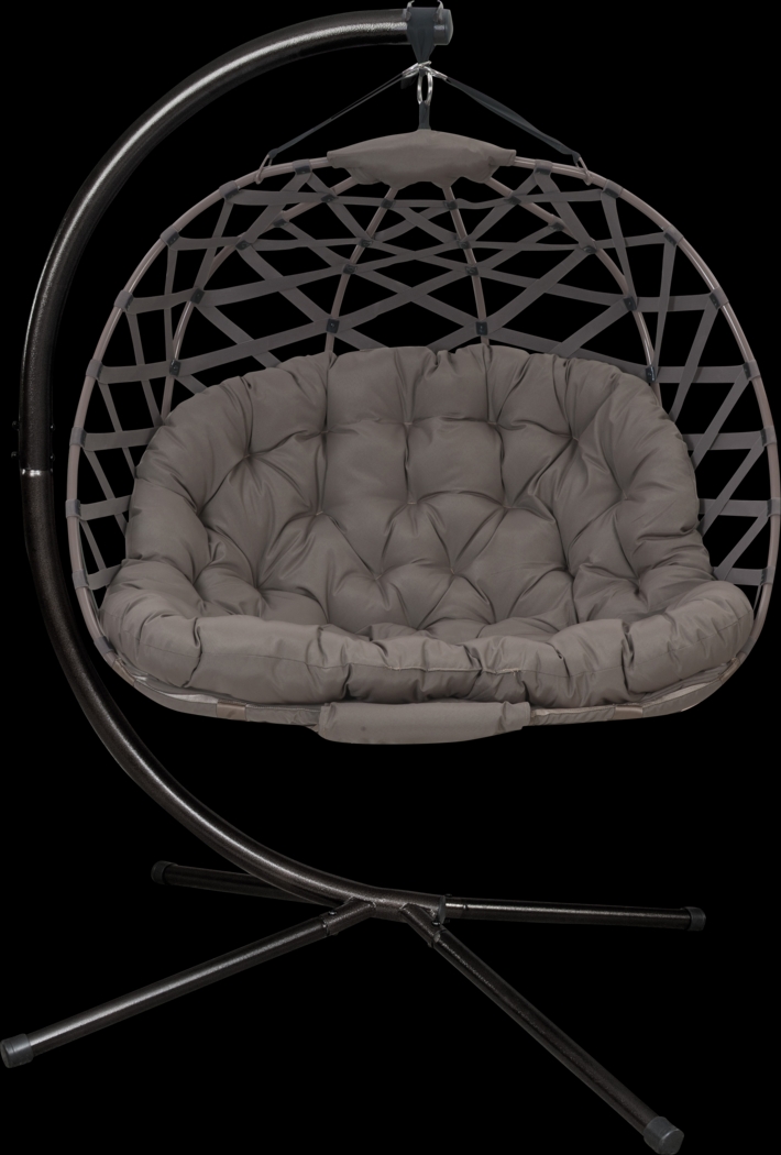 Outdoor Hollette Brown Hanging Loveseat - Thumbnail - Image 1