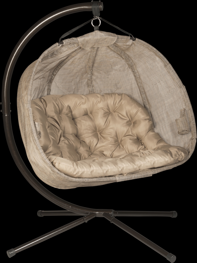 Outdoor Hoyne Brown Hanging Loveseat - Thumbnail - Image 1