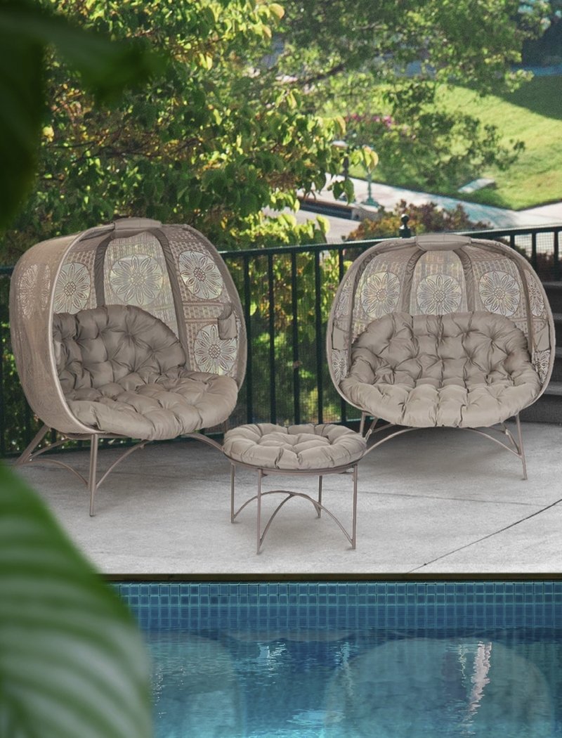 Outdoor Ilyana Beige Conversation Set, Set of 3 - Thumbnail - Image 5