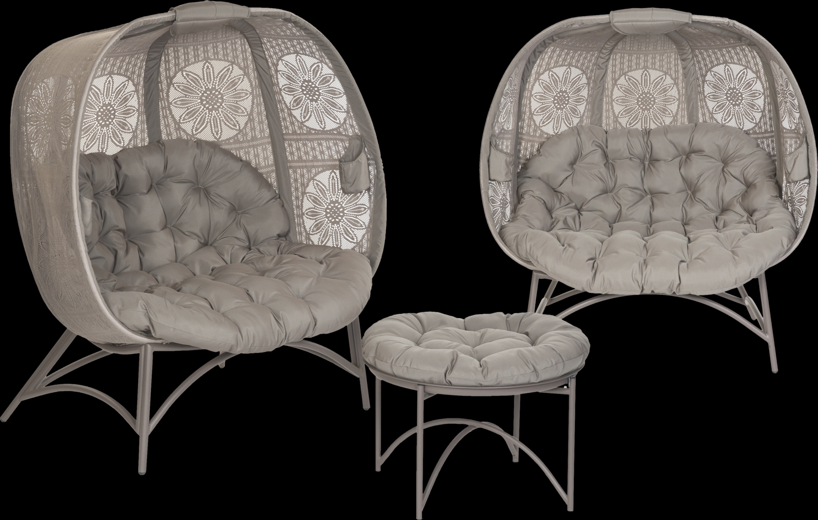 Outdoor Ilyana Beige Conversation Set, Set of 3 - Thumbnail - Image 1