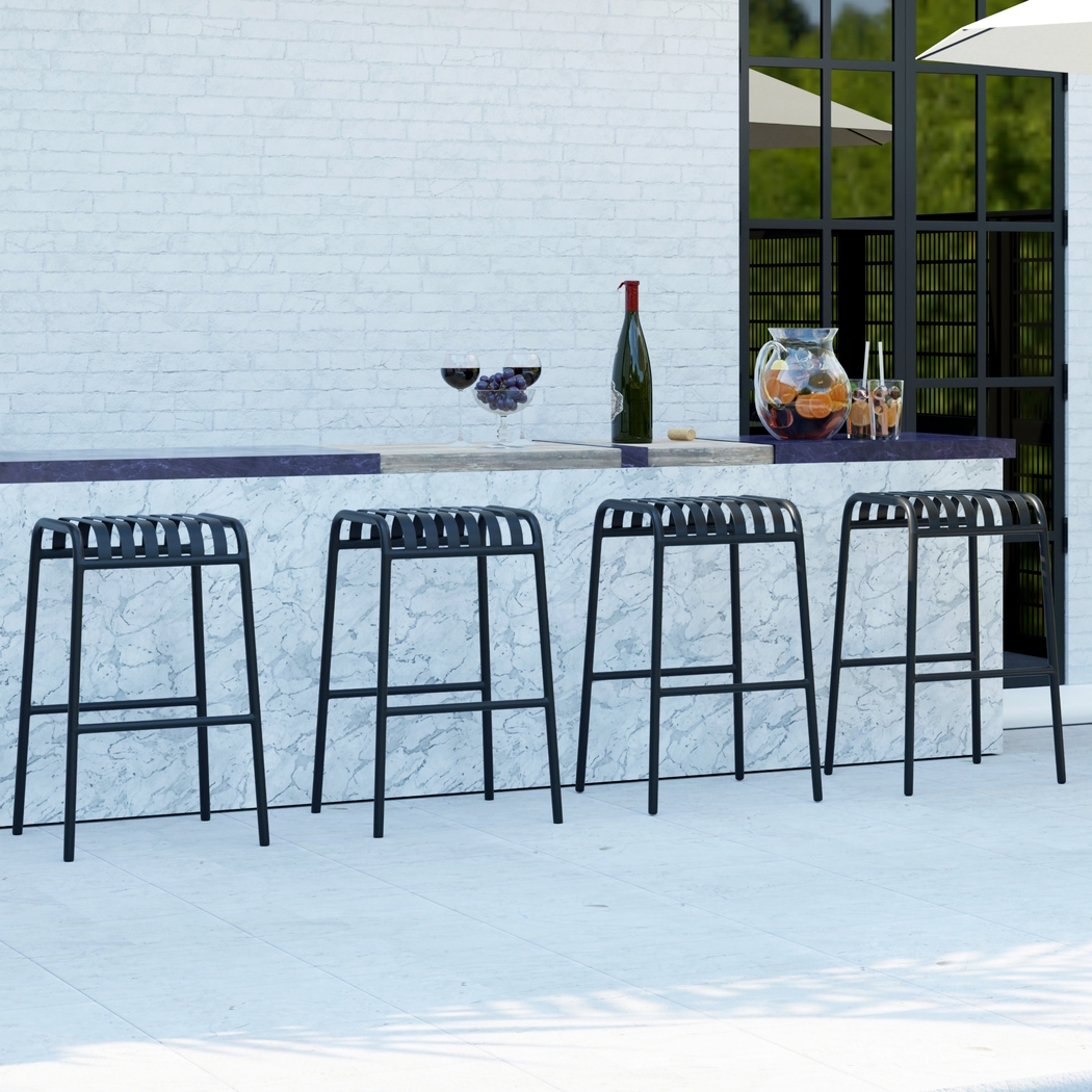 Outdoor Ischia Black Barstool - Thumbnail - Image 5