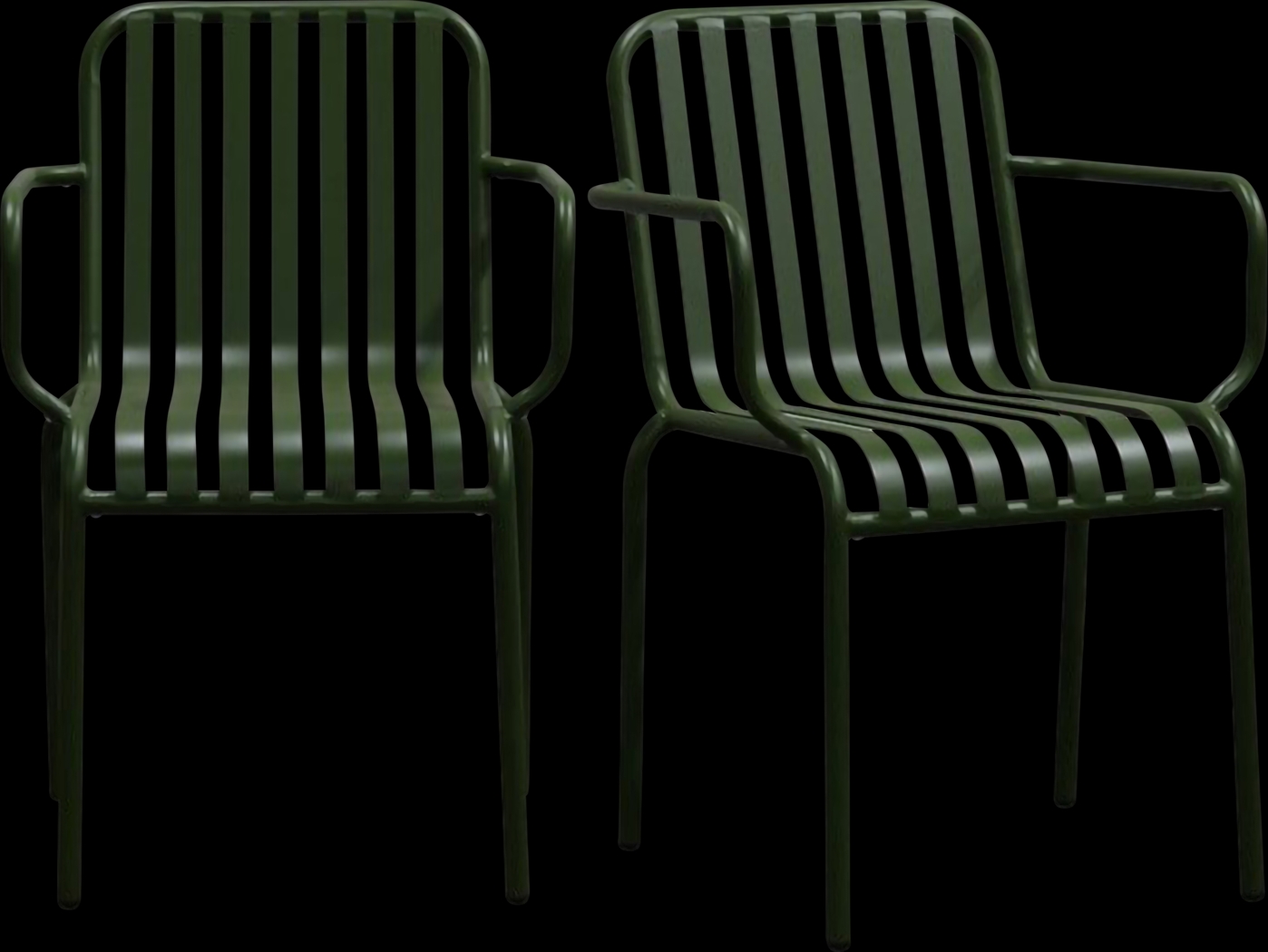 Outdoor Ischia II Green Arm Chair, Set of 2 - Thumbnail - Image 1