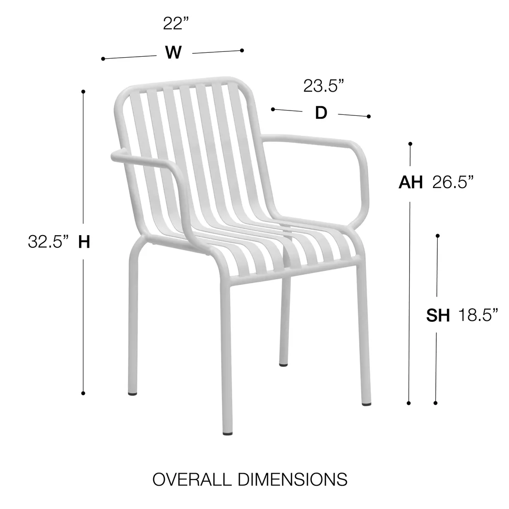 Outdoor Ischia II White Arm Chair, Set of 2 - Thumbnail - Image 3