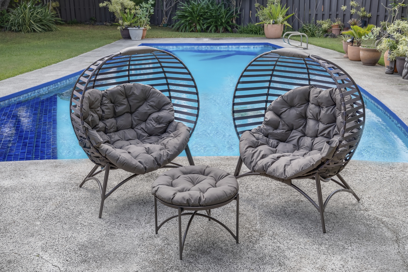 Outdoor Jannick Beige Conversation Set, Set of 3 - Thumbnail - Image 2