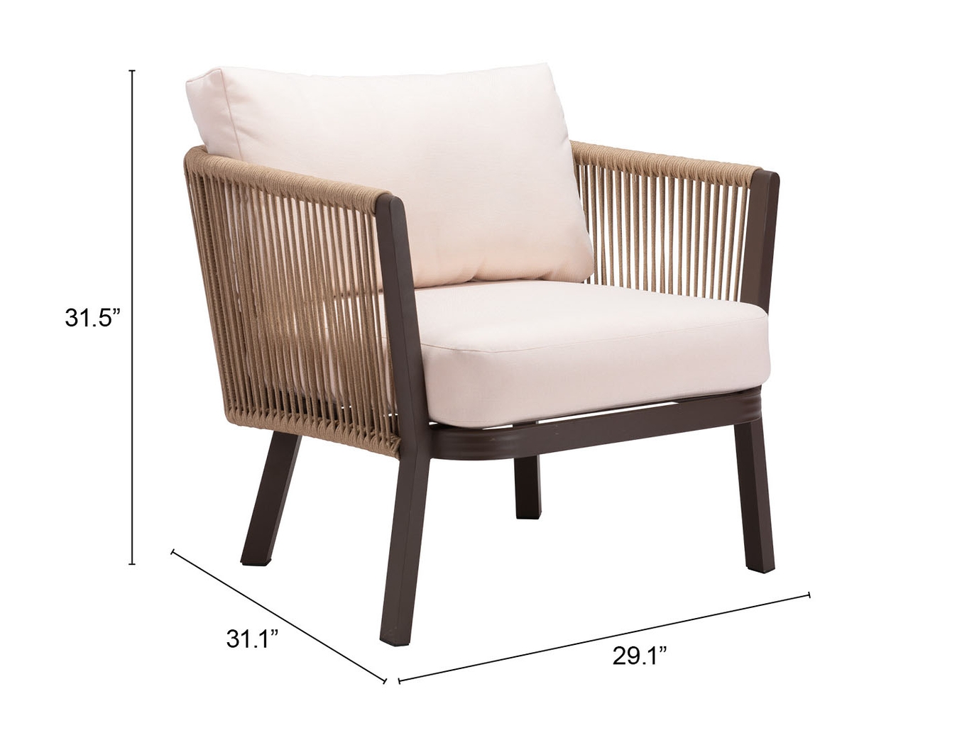 Outdoor Jetero Brown Accent Chair - Thumbnail - Image 13