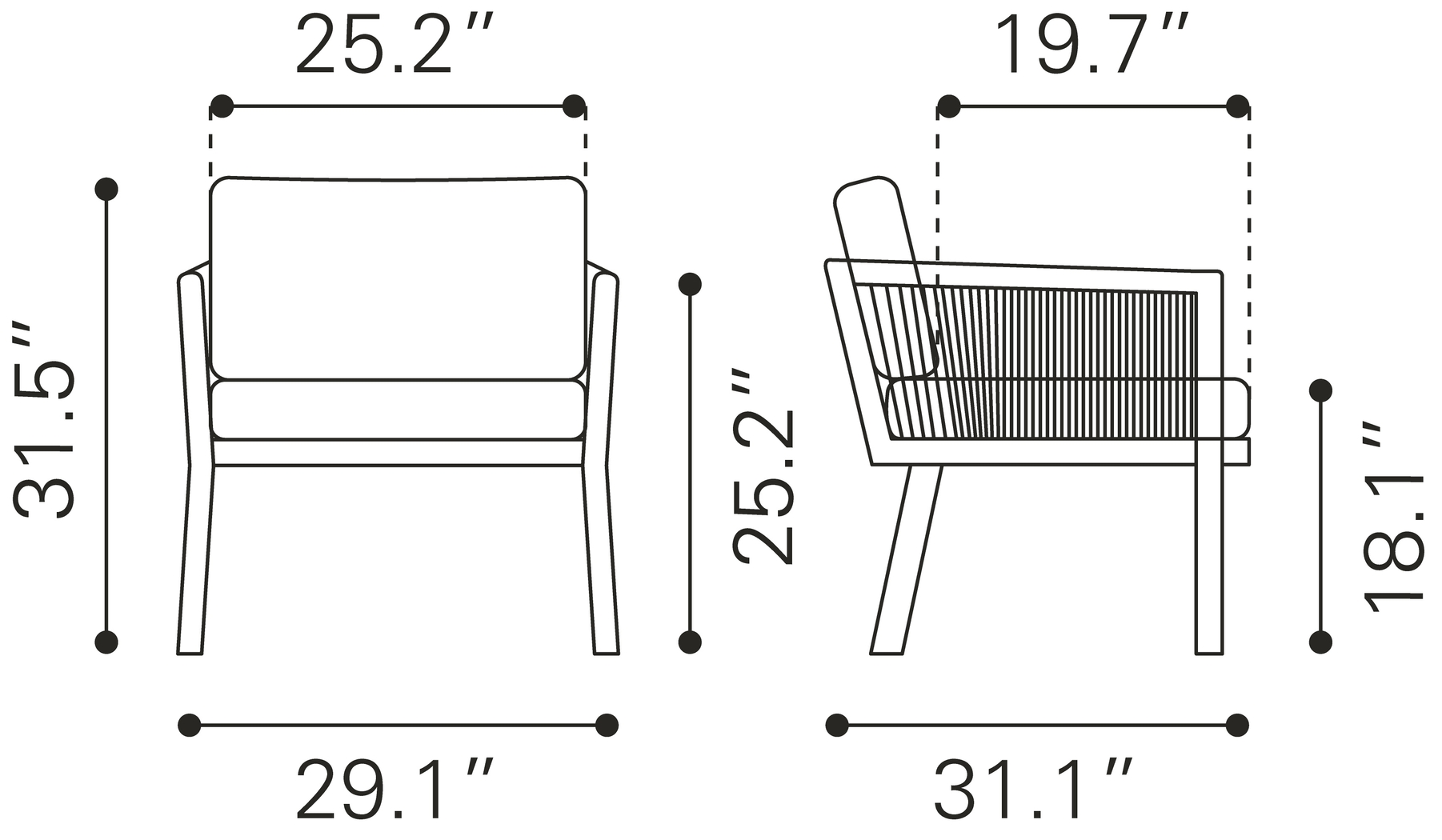 Outdoor Jetero Brown Accent Chair - Thumbnail - Image 14