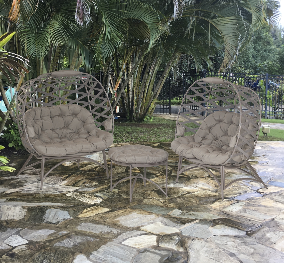 Outdoor Karlotta Beige Conversation Set, Set of 3 - Thumbnail - Image 2