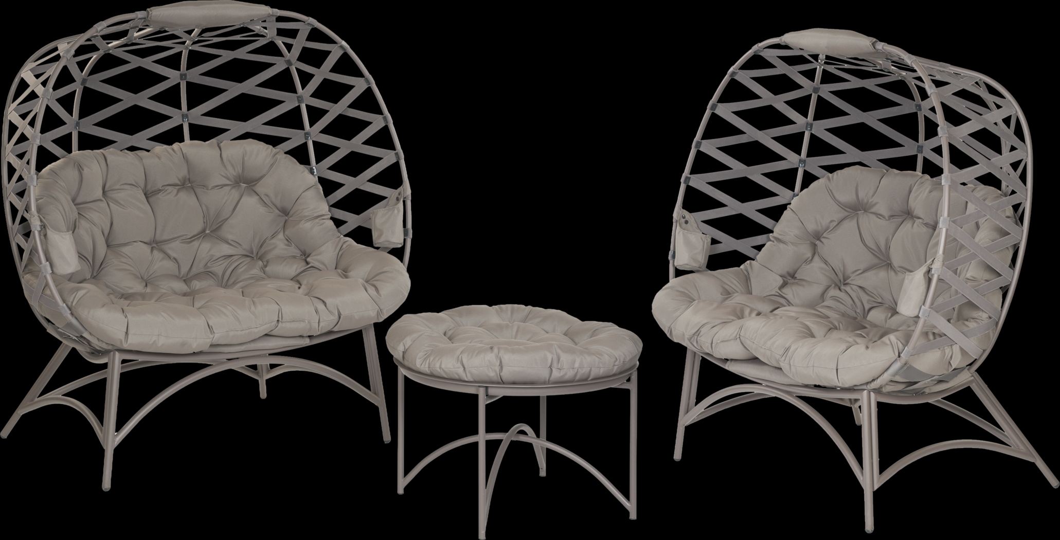 Outdoor Karlotta Beige Conversation Set, Set of 3 - Thumbnail - Image 1