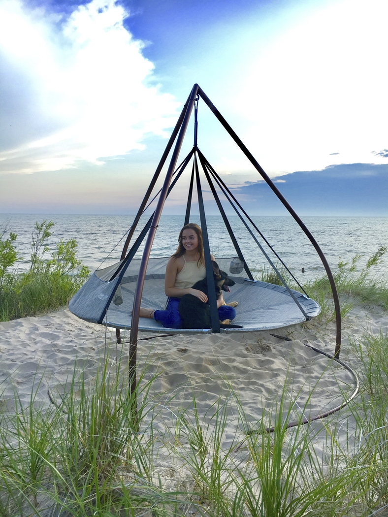 Outdoor Kelya II Brown Hammock Hanging Chair with Stand - Thumbnail - Image 3