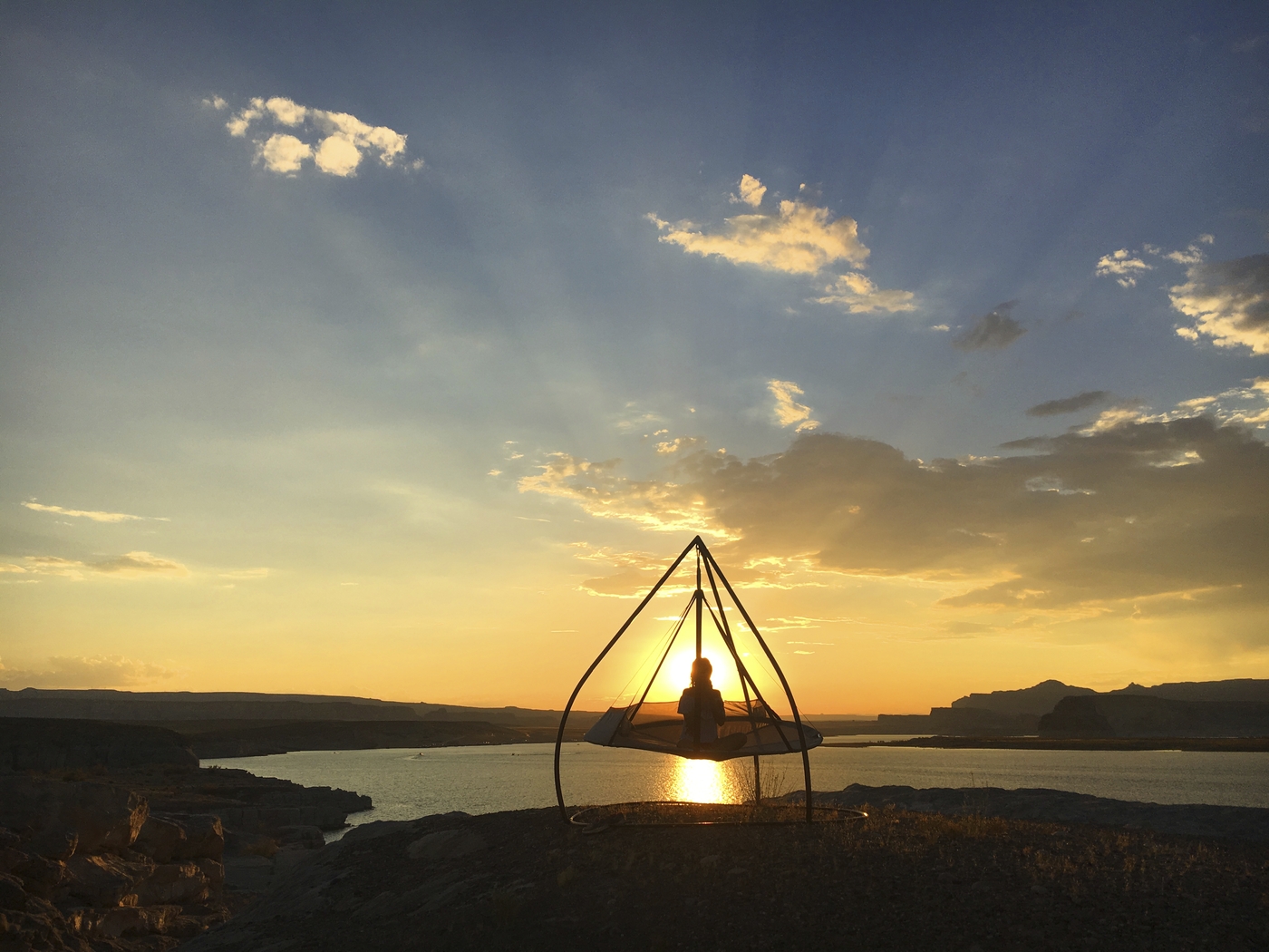 Outdoor Kelya II Brown Hammock Hanging Chair with Stand - Thumbnail - Image 5