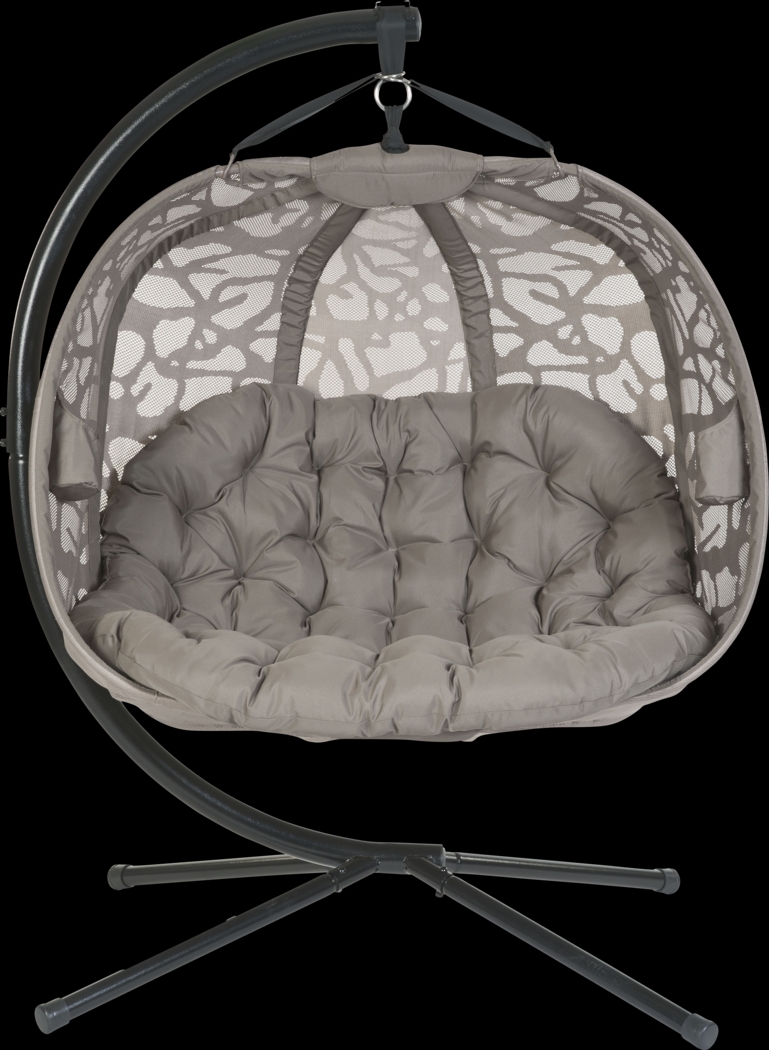 Outdoor Kimbard Beige Hanging Loveseat - Thumbnail - Image 1