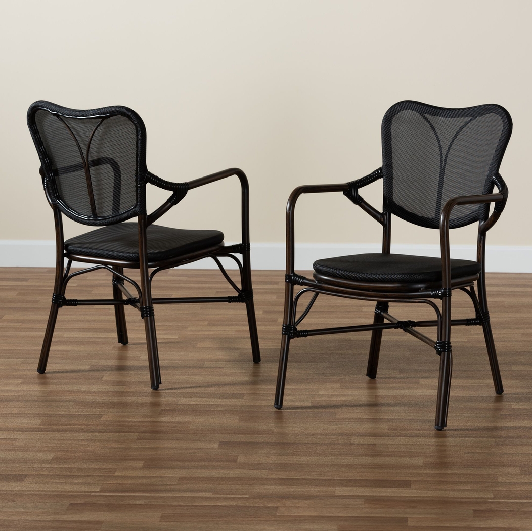 Outdoor Larenel Black Side Chair Set of 2 - Thumbnail - Image 3