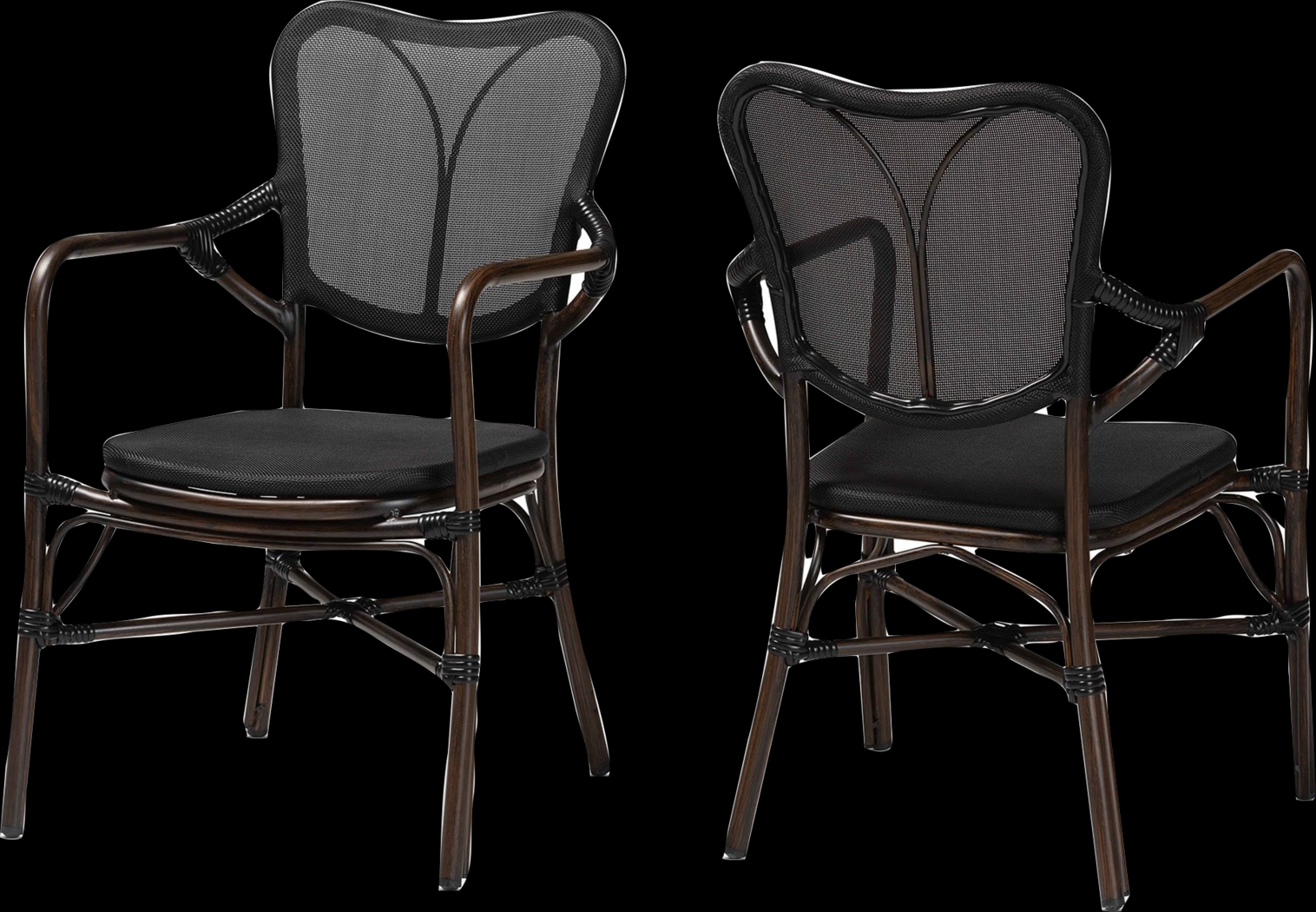 Outdoor Larenel Black Side Chair Set of 2 - Thumbnail - Image 1