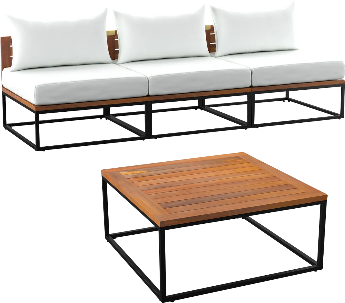 Outdoor Laverne Modular White Sofa and Cocktail Table, Set of 2 - Thumbnail - Image 1