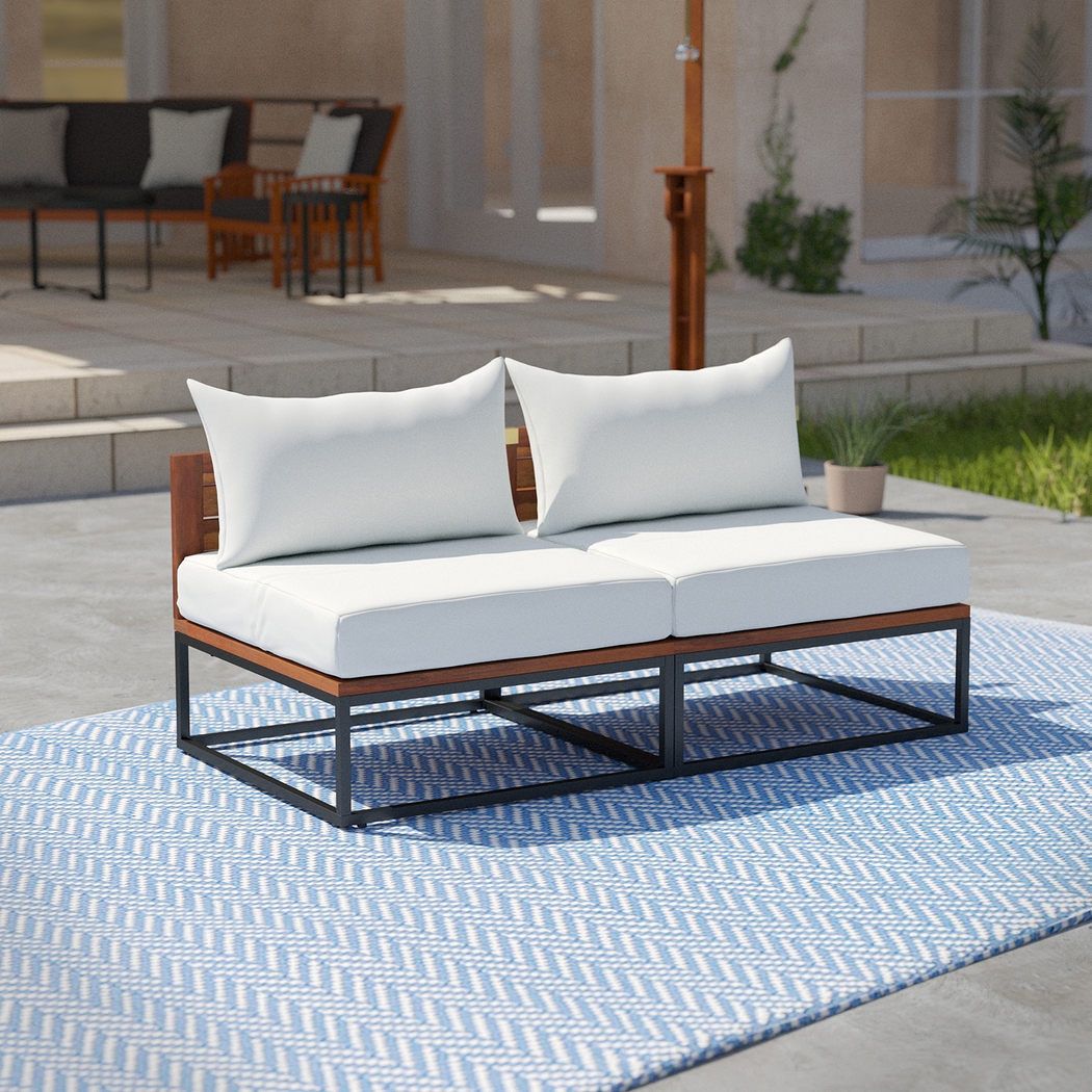 Outdoor Laverne Modular White Loveseat - Thumbnail - Image 2